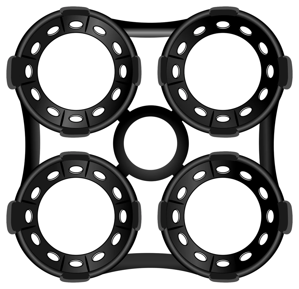 Black 4 pack reusable hard plastic can ring carrier