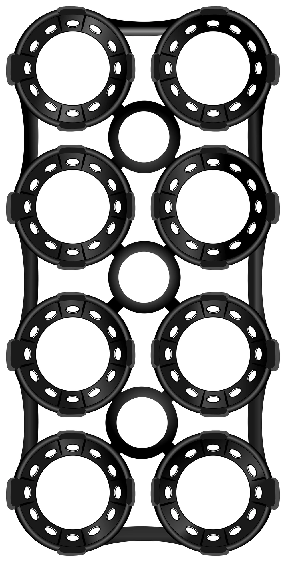 Black 8 pack reusable hard plastic can ring carrier